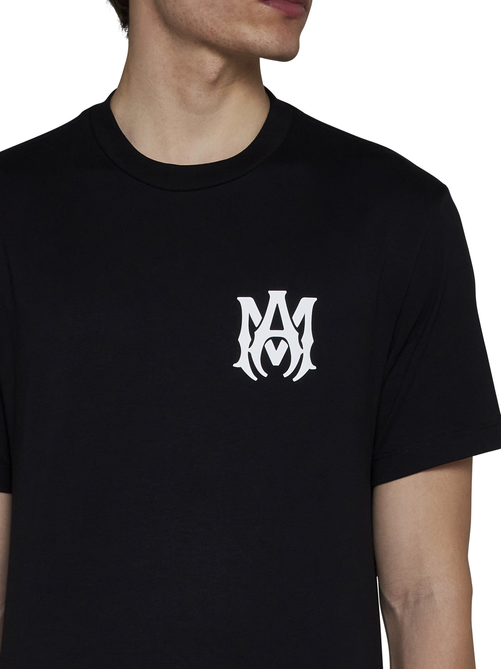 Amiri Jazz Wolf Black Crewneck T-shirt With Logo Lettering On The Front And Maxi Print On The Rear In Cott In Black