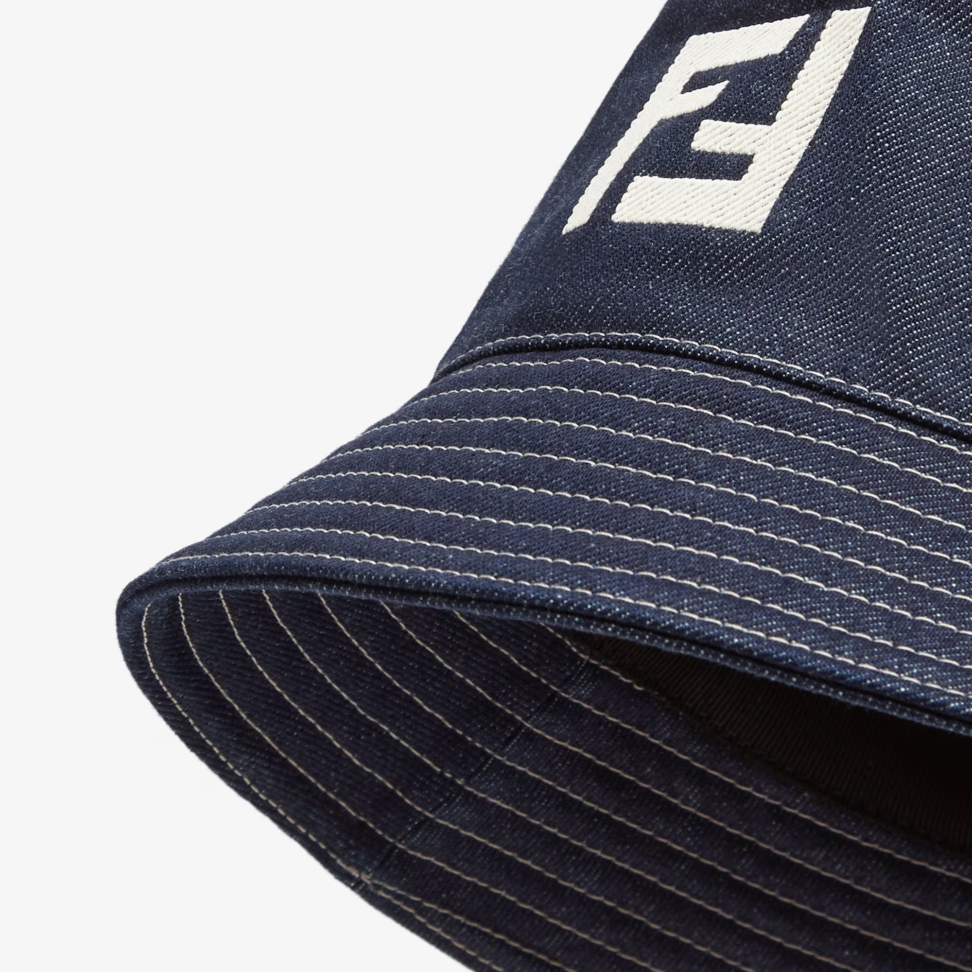 Fendi Ff-motif Denim Bucket Hat In Black