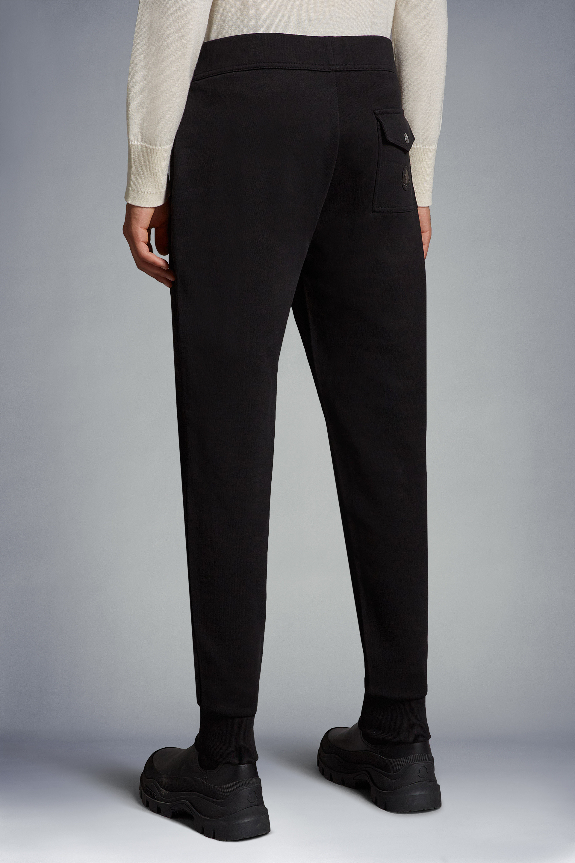Moncler Cotton Trousers With Belt Loops And Pockets In Black