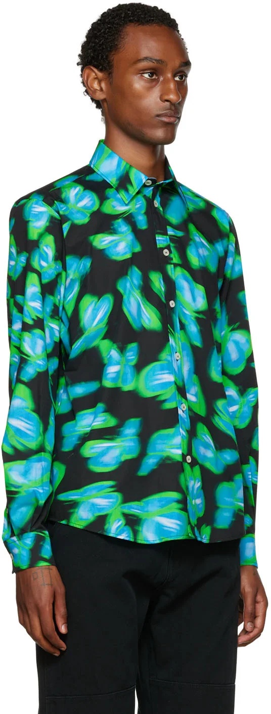 Msgm Butterfly Print Shirt In Green