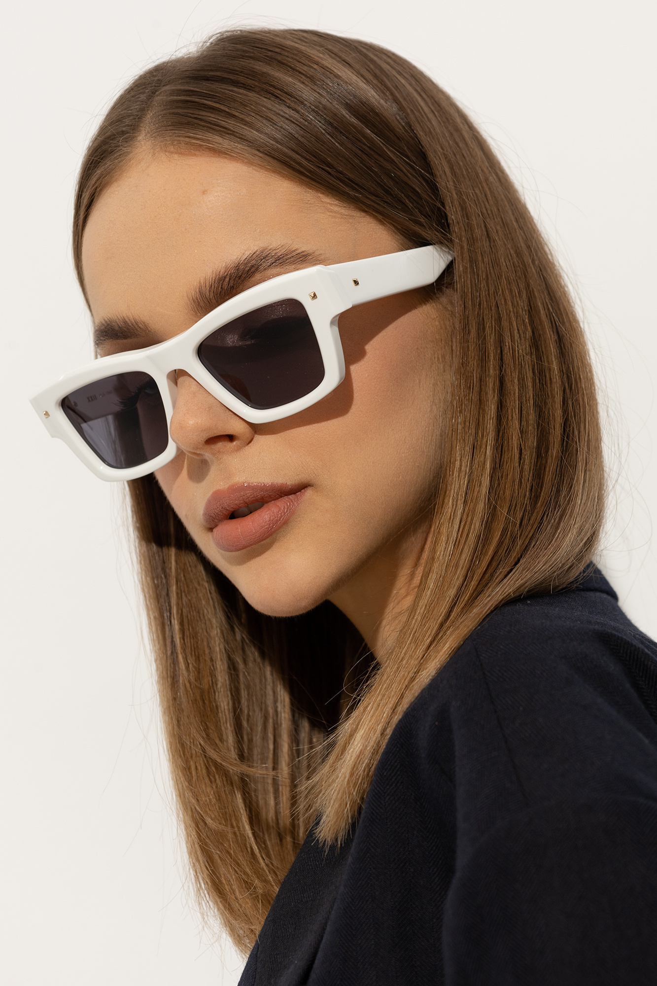 Valentino Logo Sunglasses In Gray