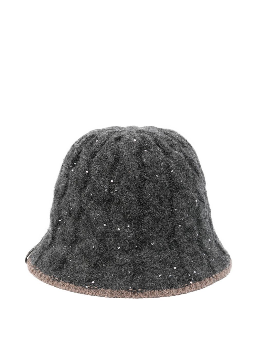 Brunello Cucinelli Sequin-embellished Cable-knit Bucket Hat In Gray