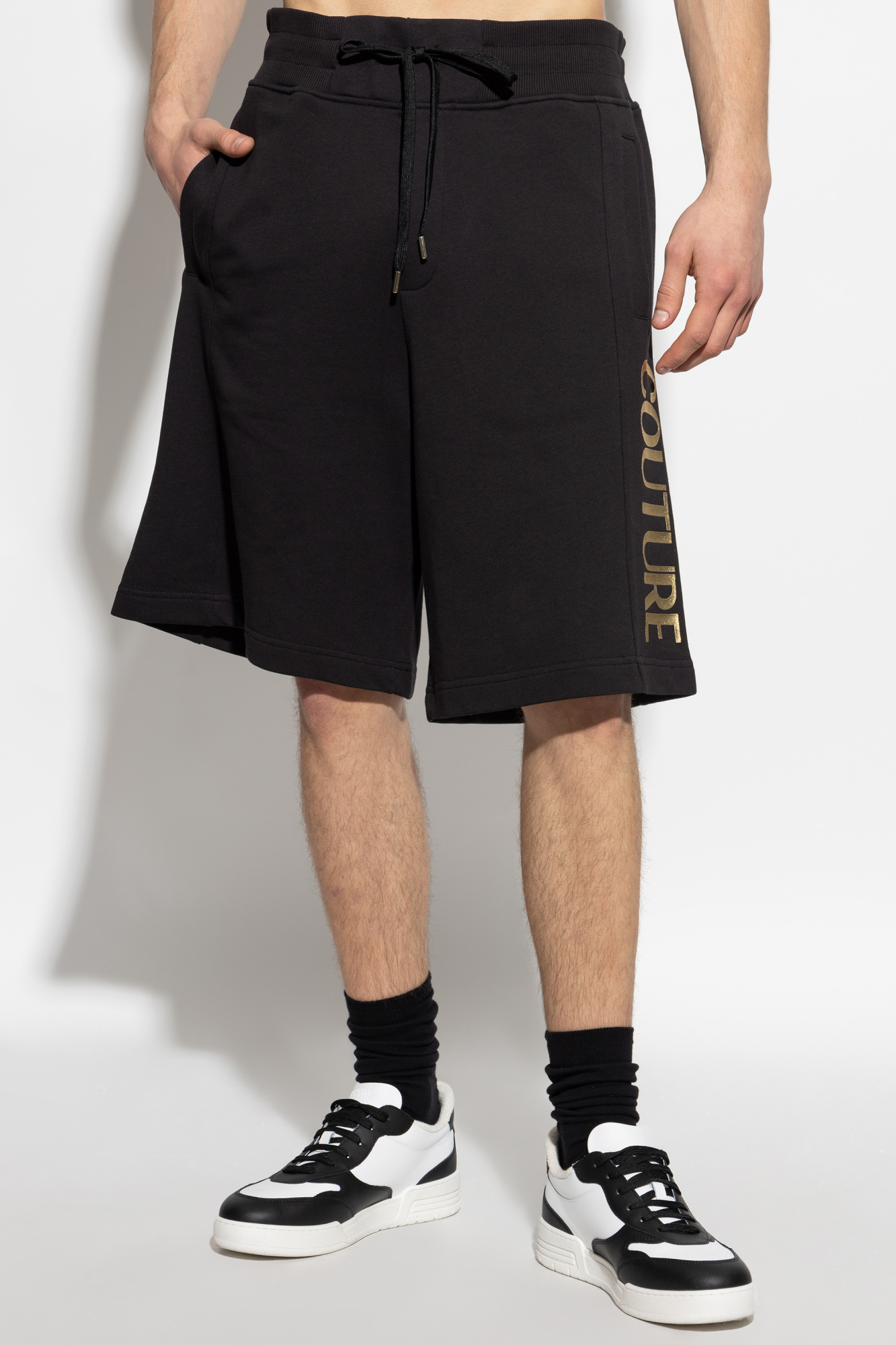 Versace Jeans Elastic Waist Shorts In Black