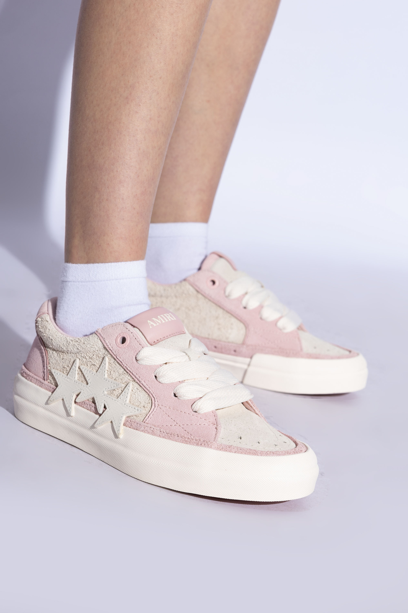 Amiri Sunset Skate Star-patch Leather Sneakers In White