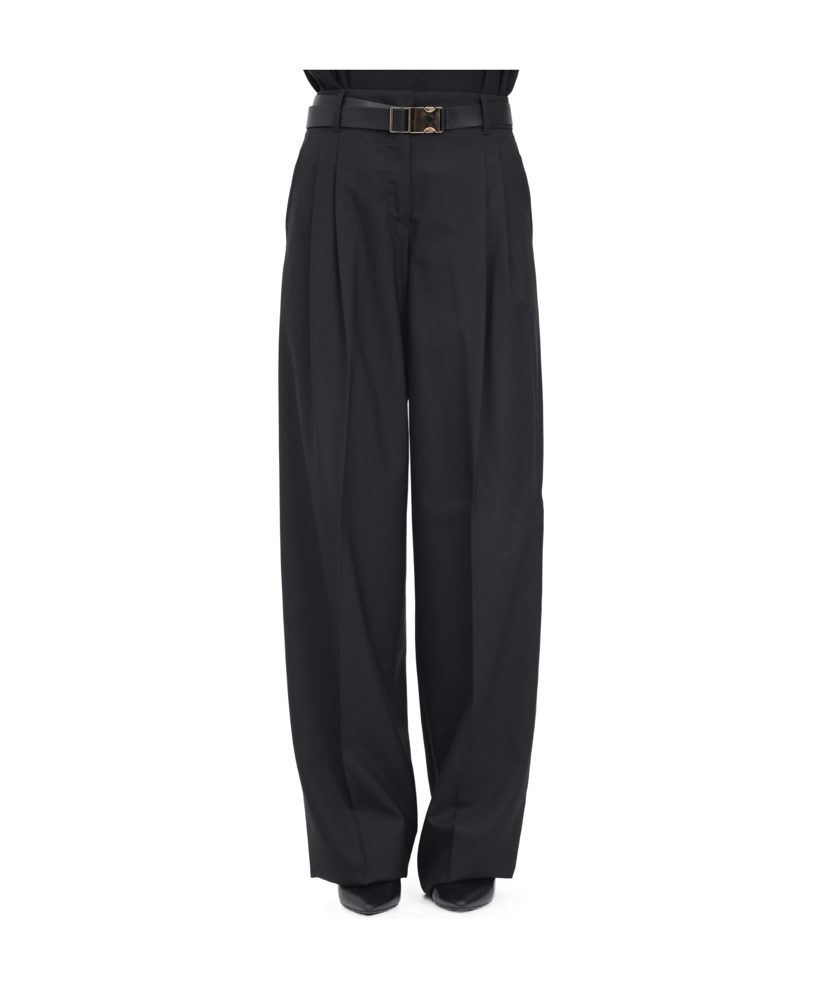 Max Mara Pleated Casual Pants In Black