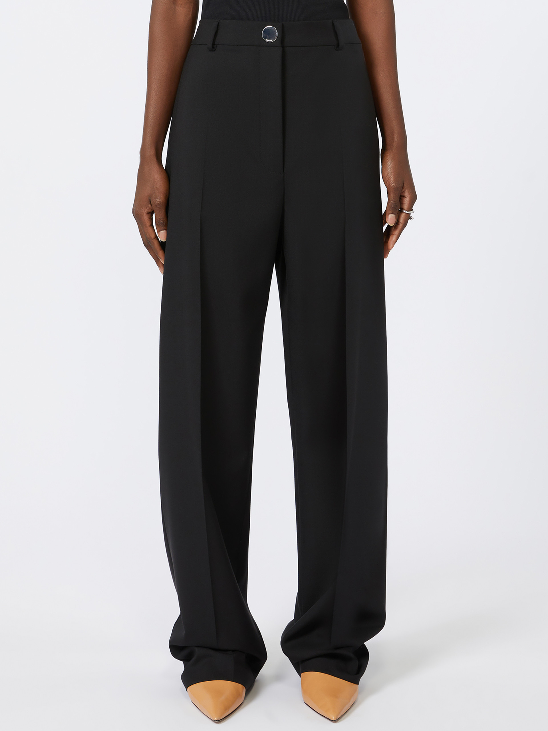 Sportmax Straight Wool Trousers In Black