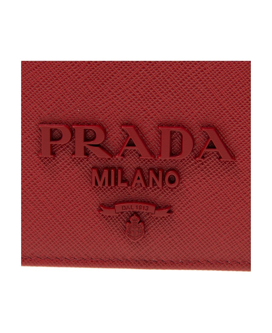 Prada Logo Sign Chain Shoulder Bag In Red
