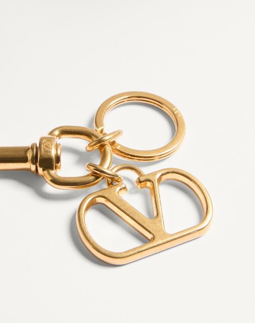 Valentino Vlogo Signature Metal Bag Charm With Key Ring In Nude