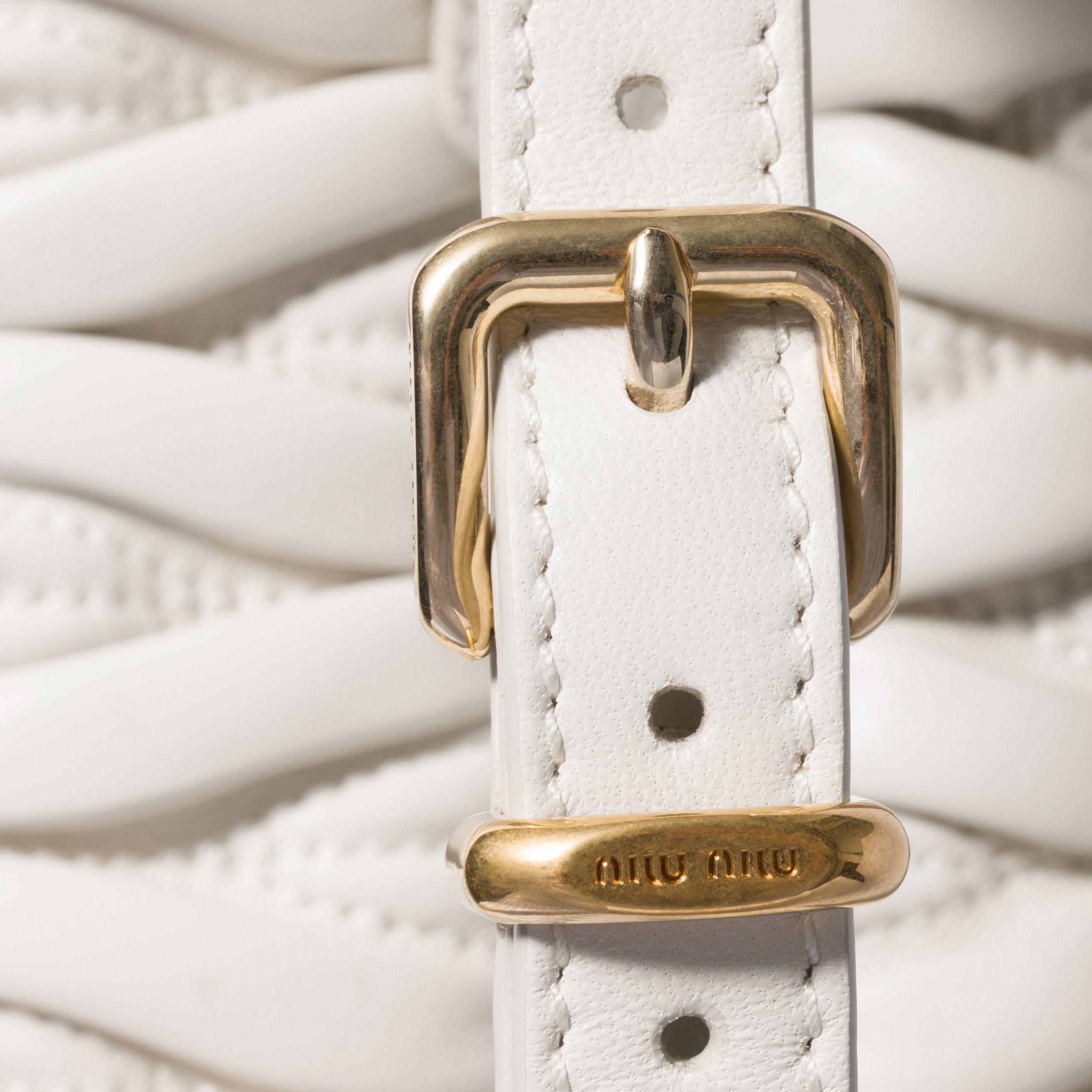 Miu Miu Matelassé Nappa Leather Pouch In White