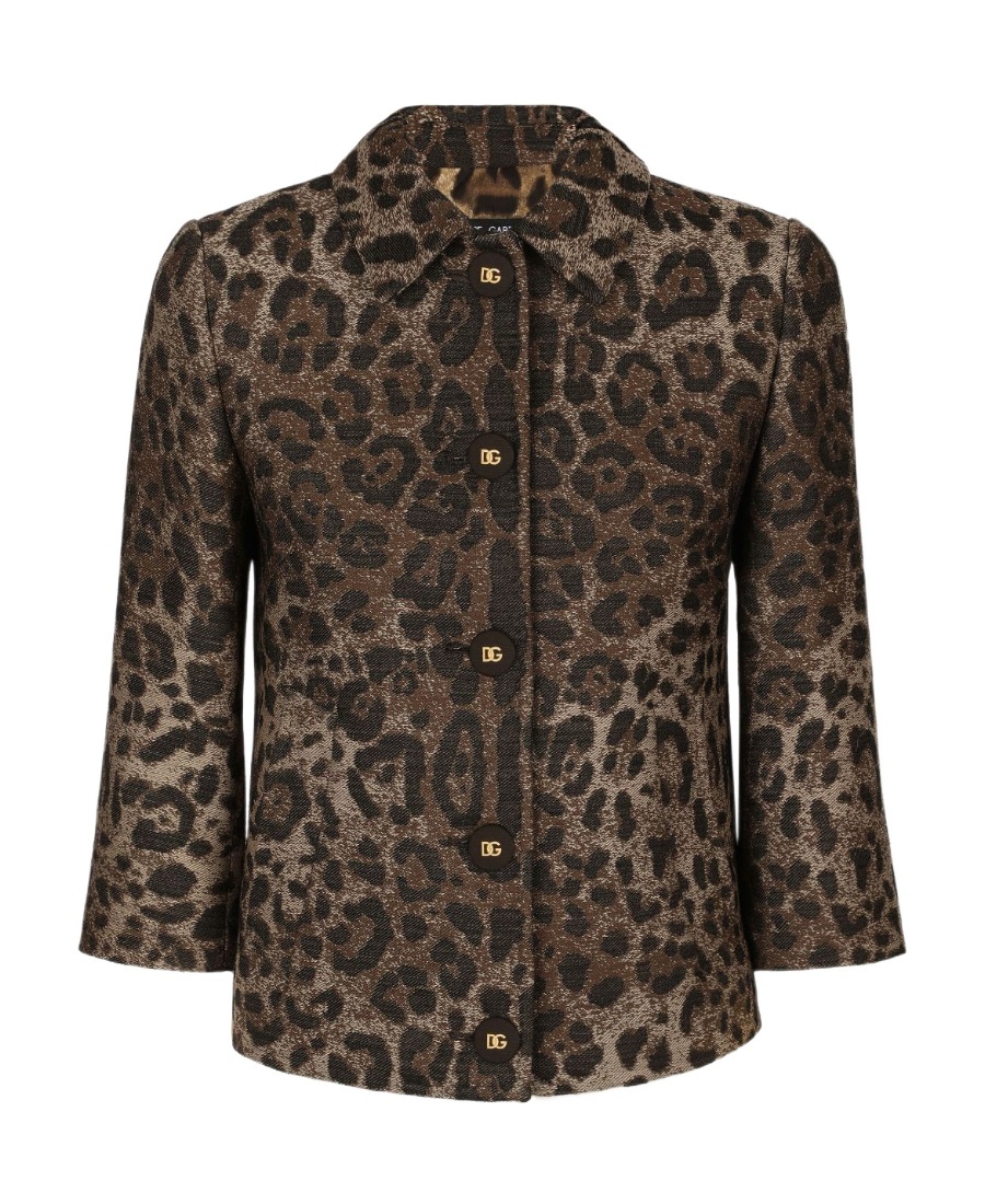 Dolce & Gabbana Leopard-patterned Jacquard Jacket In Black