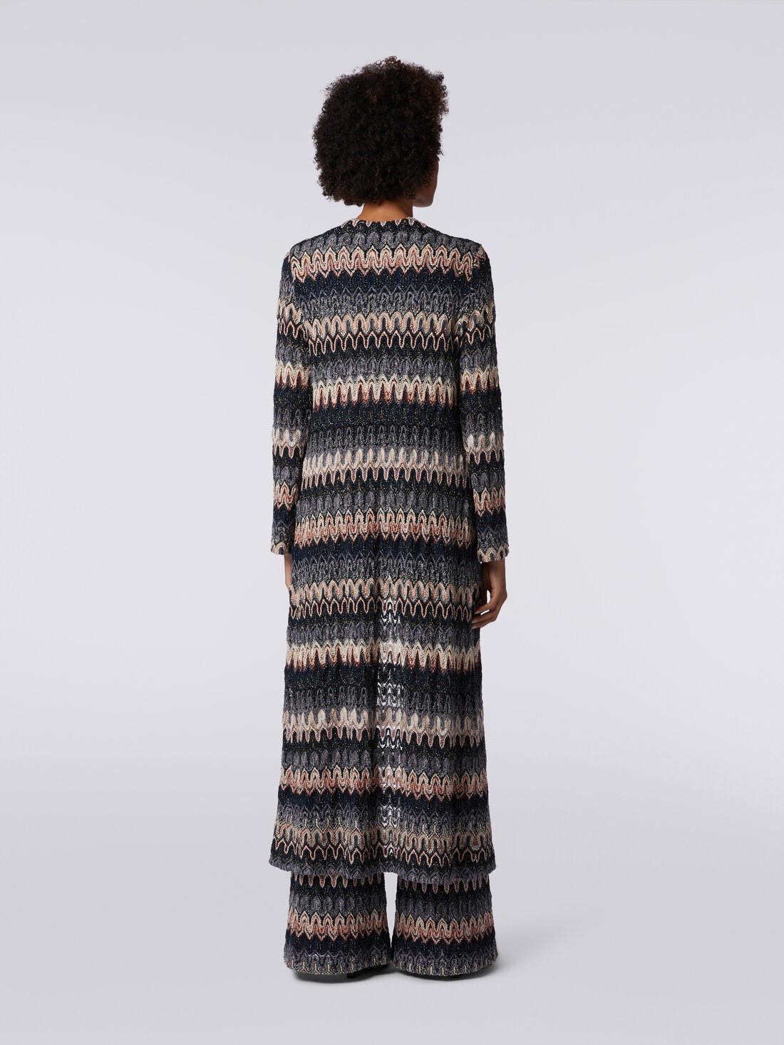 Shop Missoni Zigzag Metallic Long Cardigan In Black