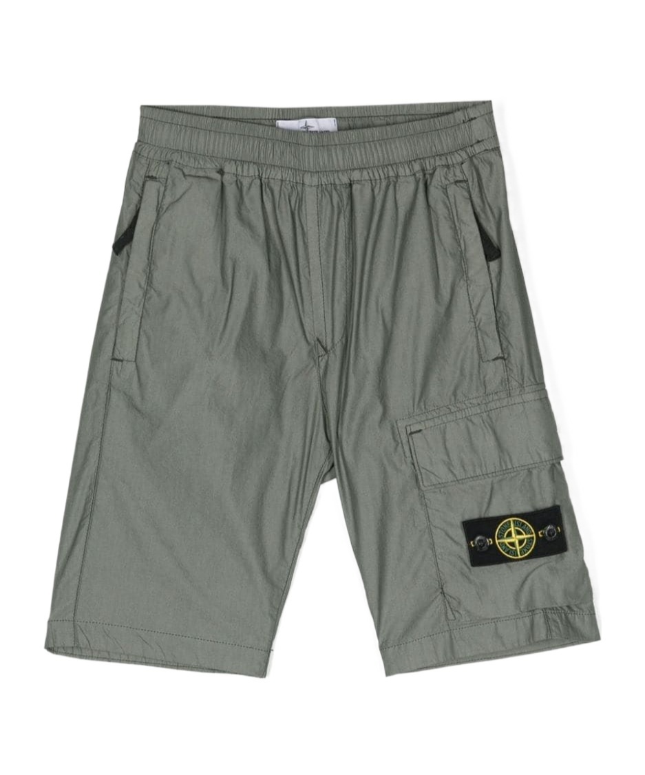 Stone Island Compass-motif Shorts In Green