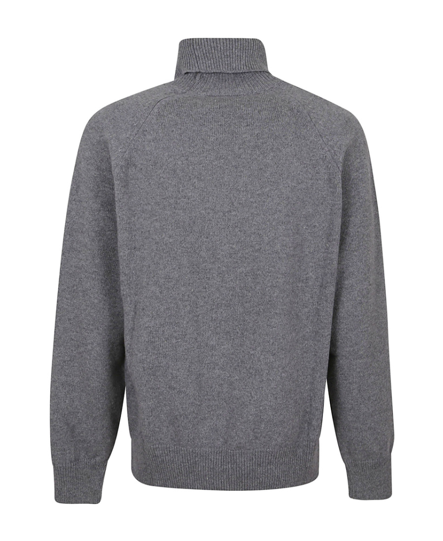Kenzo Boke Flower Embroidered Roll-neck Knit Jumper In Gray