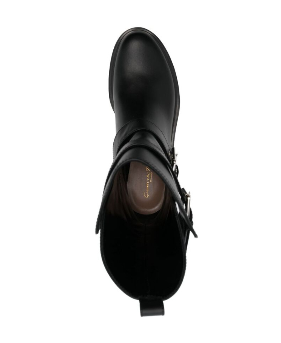 Gianvito Rossi Thiago Black Leather Mid-height Boots In Black