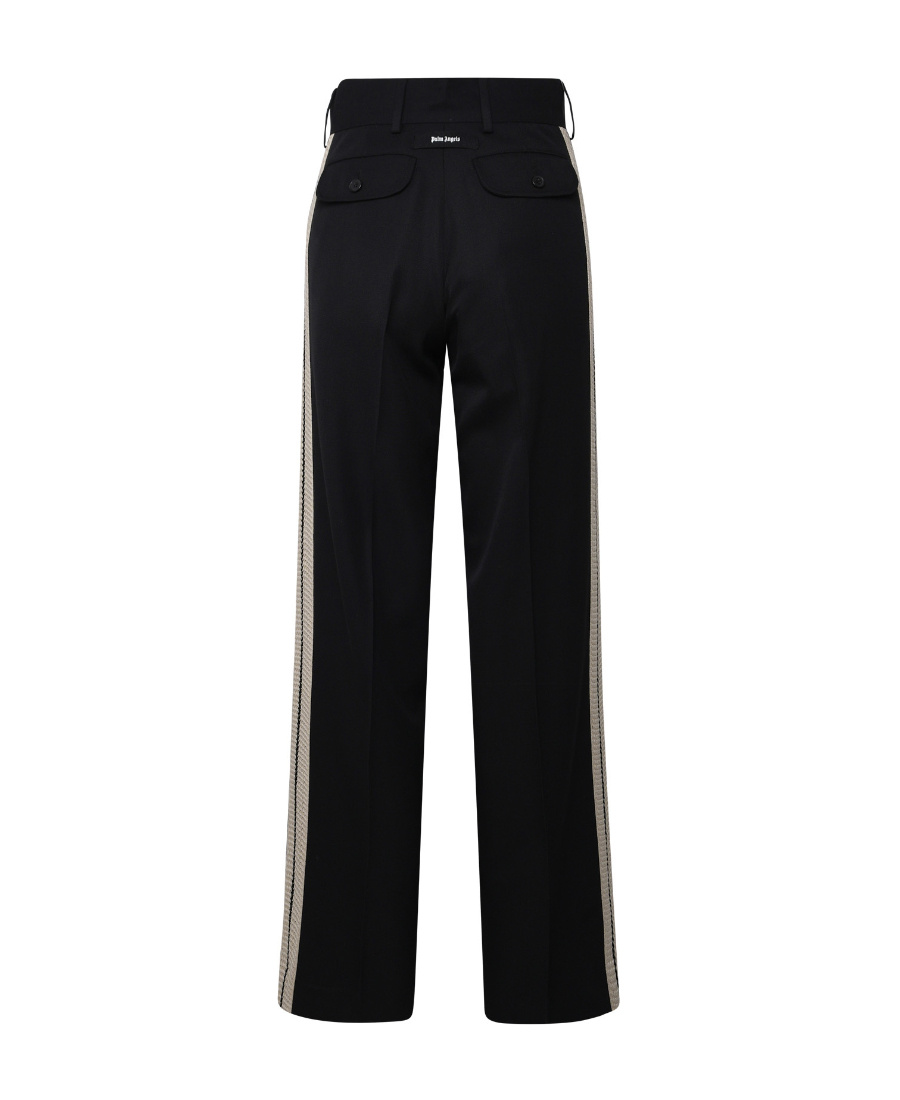 Palm Angels Knit-tape Straight Trousers In Black
