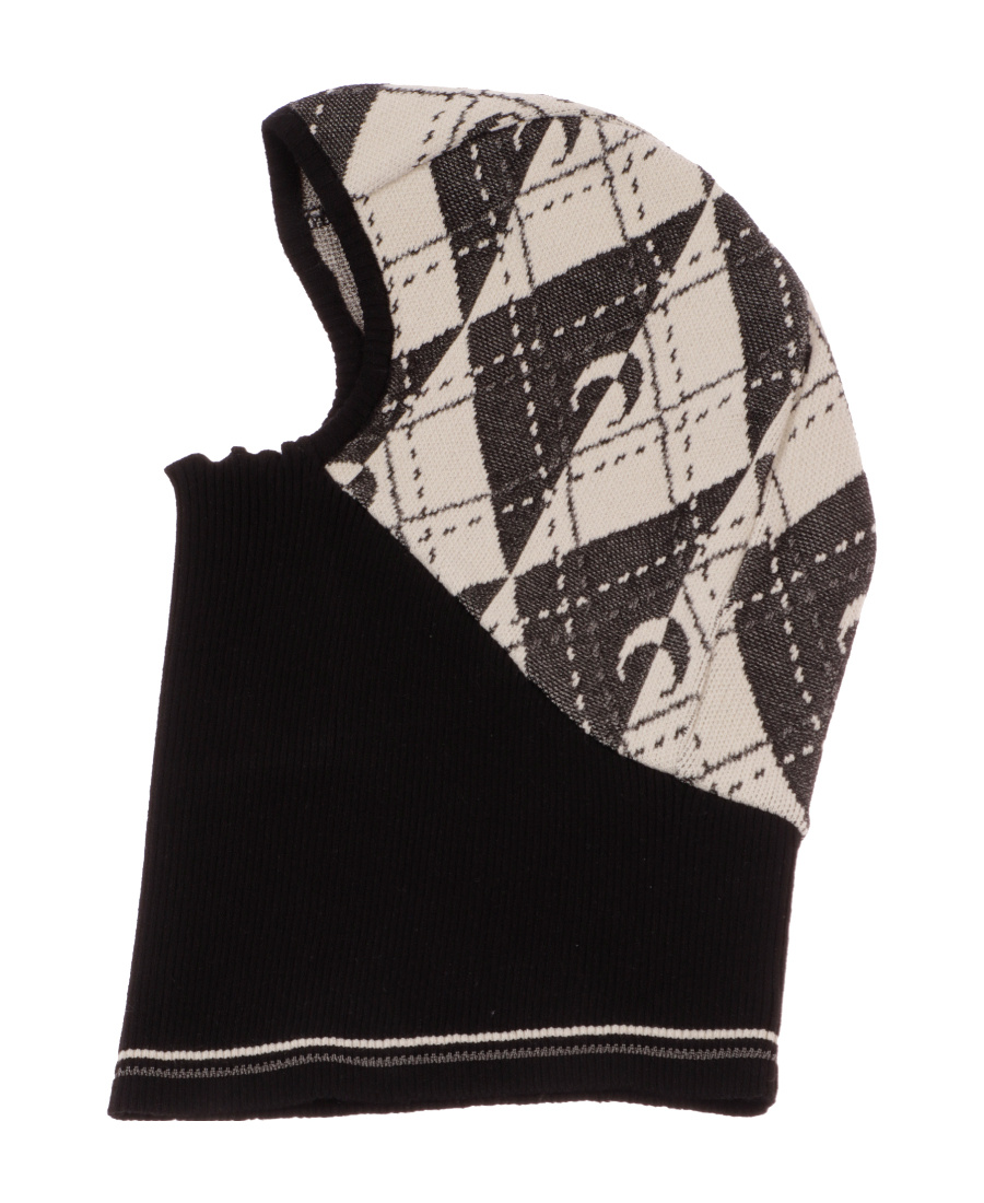 Marine Serre Printed Twisted Knitted Hat In Black