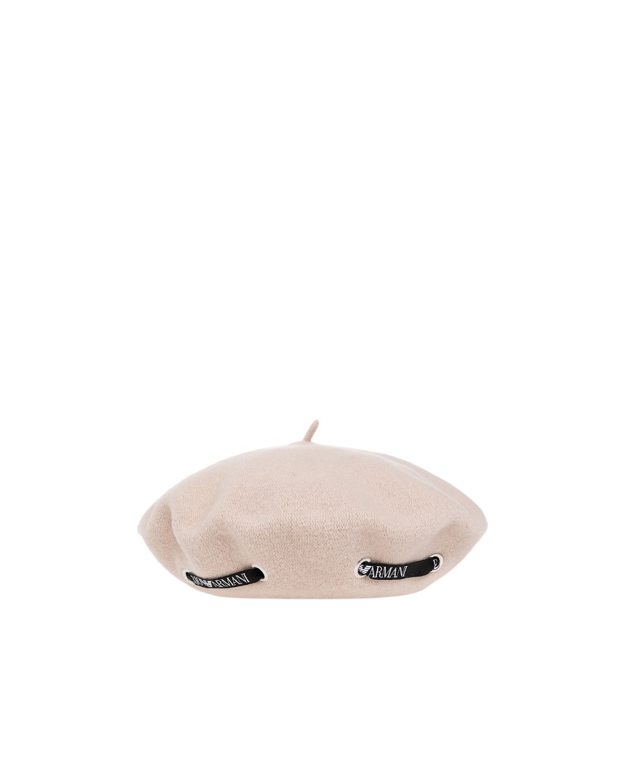 Emporio Armani Logo-strap Detail Beret In Nude