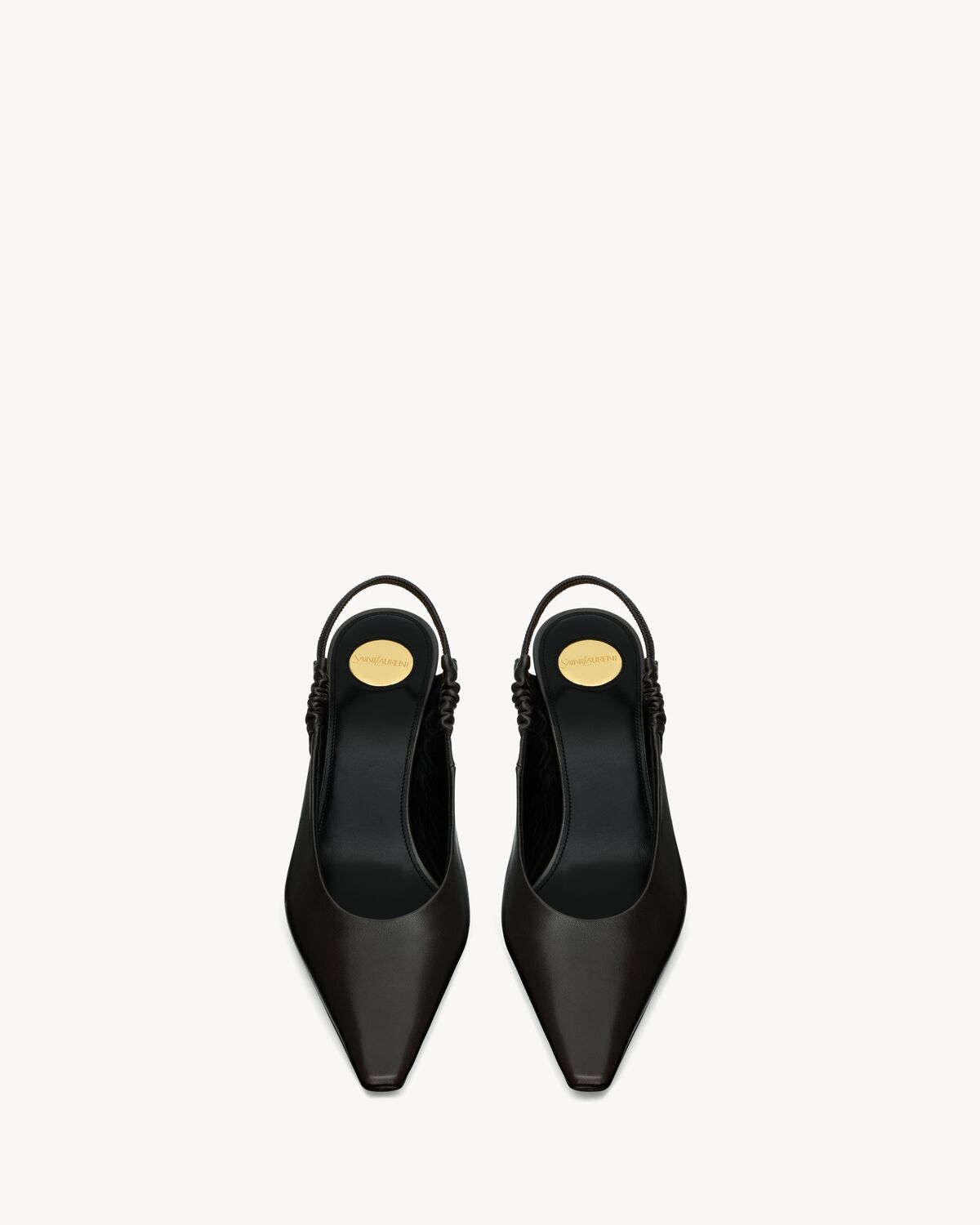 Saint Laurent Anne-marie Slingback Pumps In Smooth Leather In Black