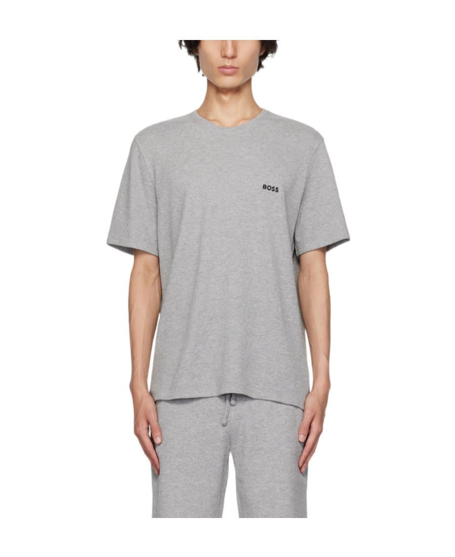 Hugo Boss T-shirt With Round Neck And Short Sleeves In Gray
