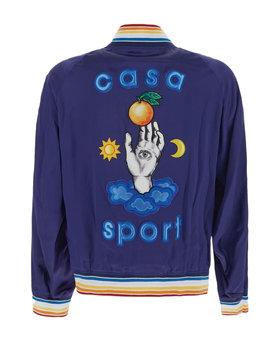 Casablanca Logo Zipper Jacket In Blue