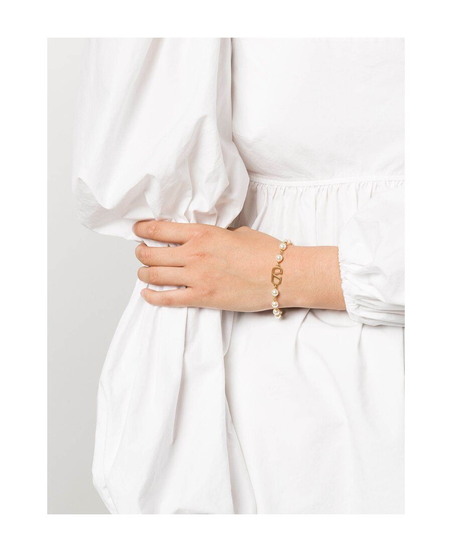 Valentino Vlogo Signature Pearl Bracelet In Yellow