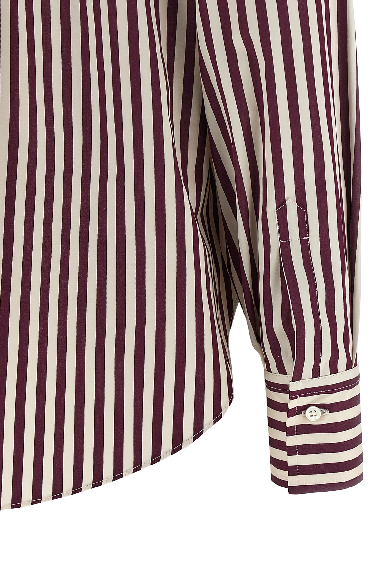 Brunello Cucinelli Bead-embellished Striped Cotton-sateen Shirt In Multi