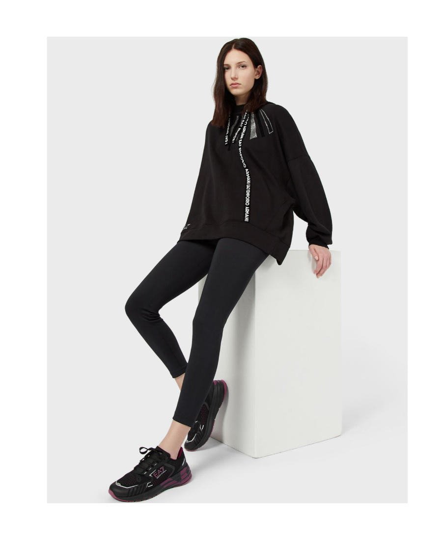 EA7 RHINESTONE-EMBELLISHED LOGO-TAPE HOODIE