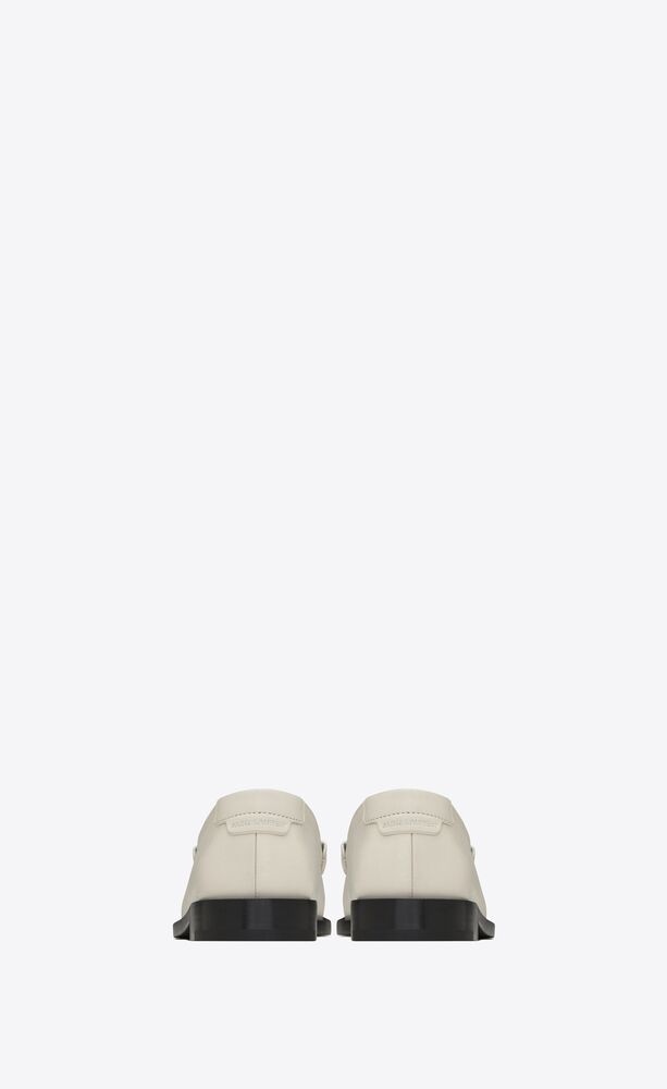 Saint Laurent Off-white Monogram Penny Loafers In White