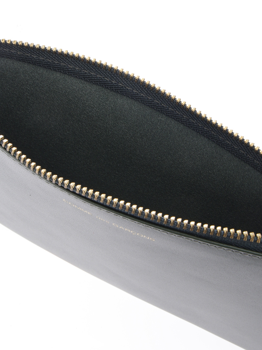 Comme Des Garçons Black Leather Envelope In Green