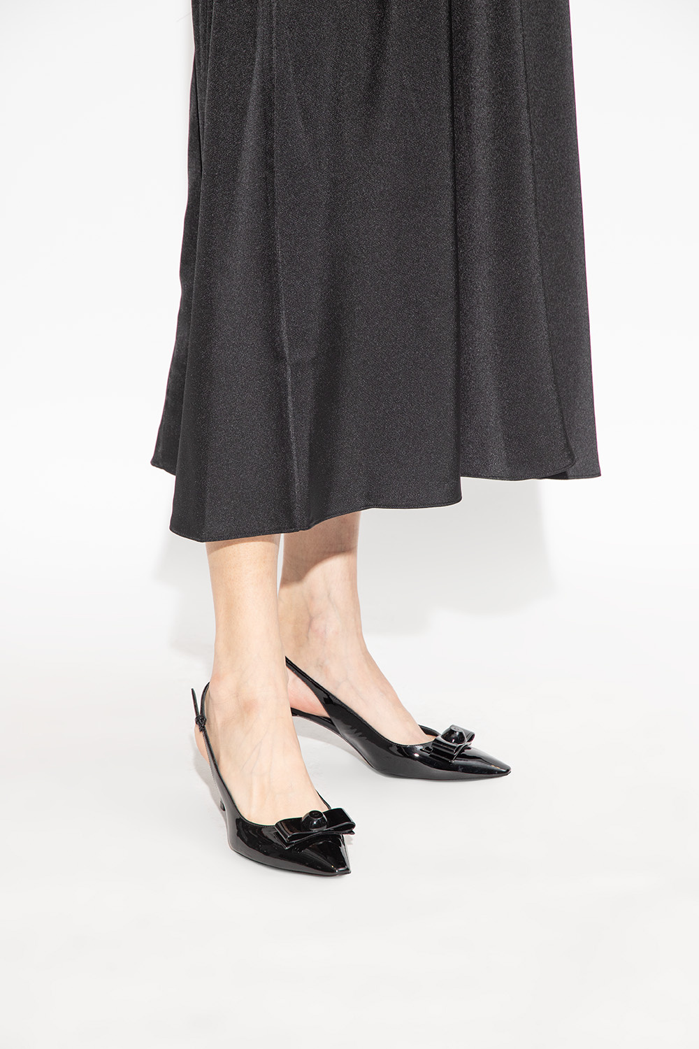 Ferragamo Arlene Bow Patent Slingback Pump In Black