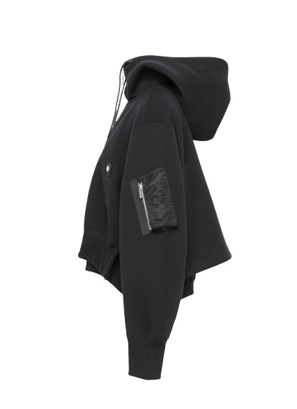 SACAI LAYERED-DETAIL HOODED BOMBER JACKET