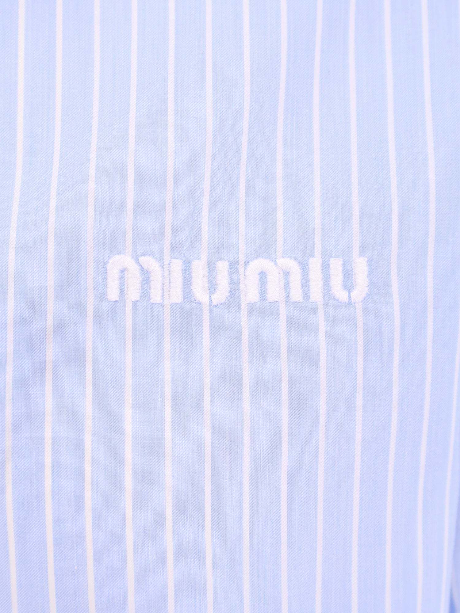 Miu Miu Striped Shirt In Black