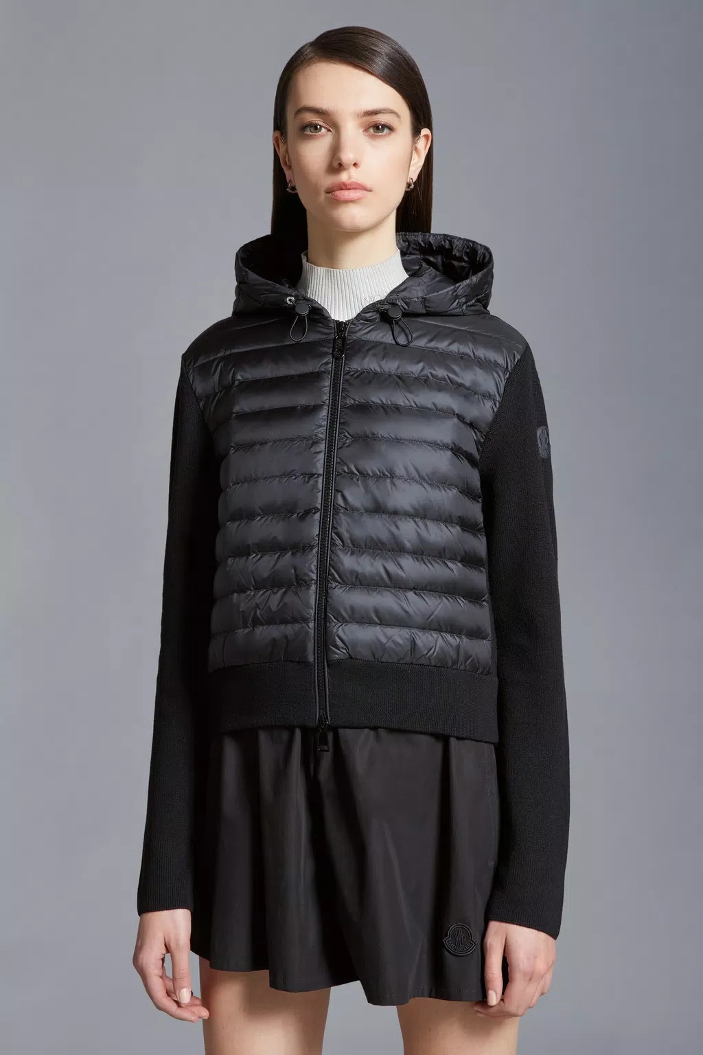 Moncler Padded Zip-up Hoodie In Black
