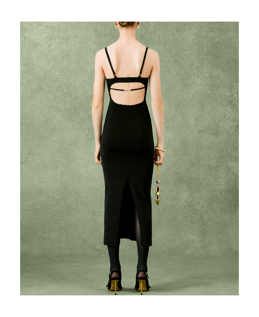 Jacquemus Fiesta Glitter Dress In Black