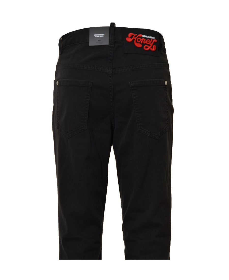 Dsquared2 Logo Patch Mid-rise Flared Jeans In Black