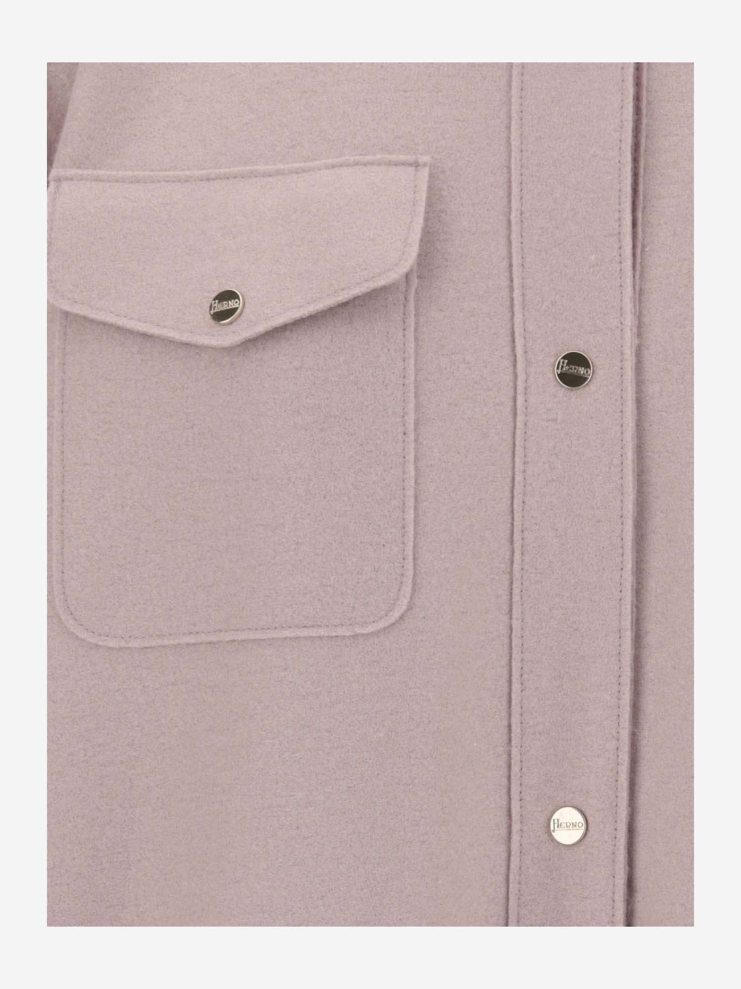 Herno Felted-finish Virgin Wool Shirt In Purple
