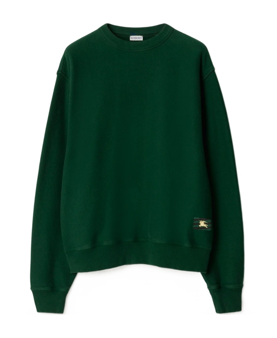 Burberry Ekd Logo-patch Cotton Sweatshirt In Green