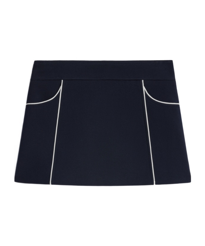 Celine Pleated Double Wool Trapezoidal Miniskirt In Black