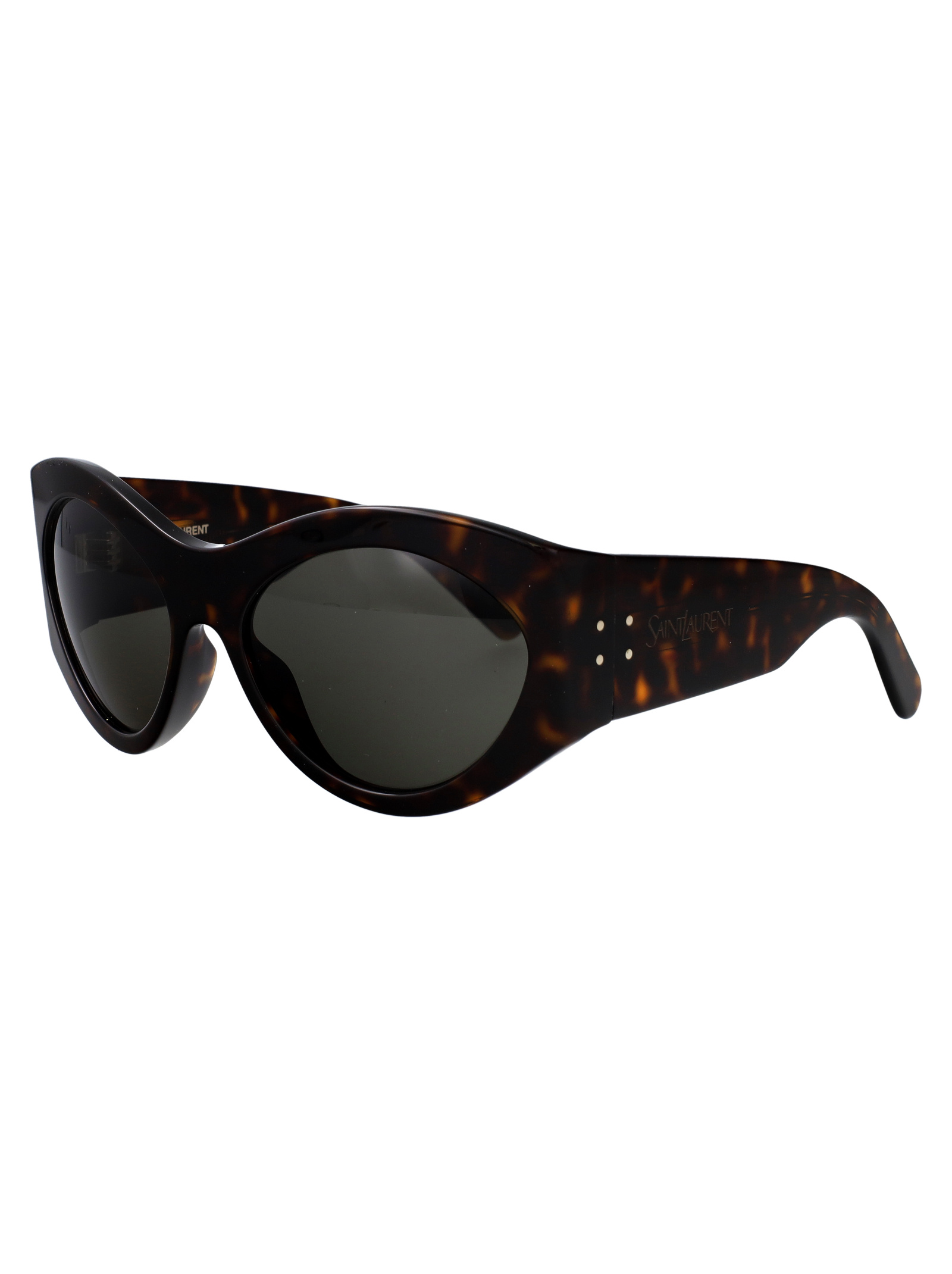 Saint Laurent Havana-havana-grey Recycled Acetate Sunglasses In Black