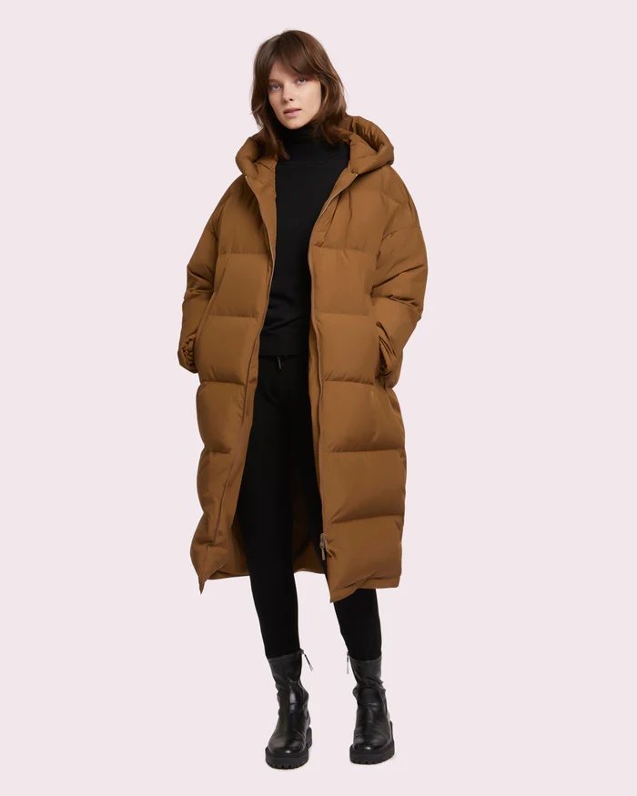 Shop Yves Salomon Zipped Hooded Coat In Brown