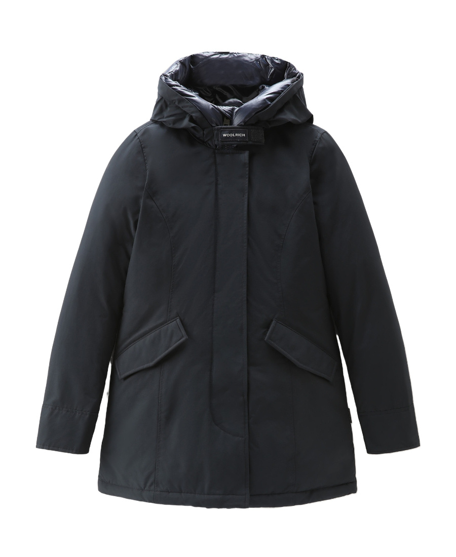 Woolrich Artic Parka Jacket Woman Puffer Midnight Blue Size L Cotton In Black