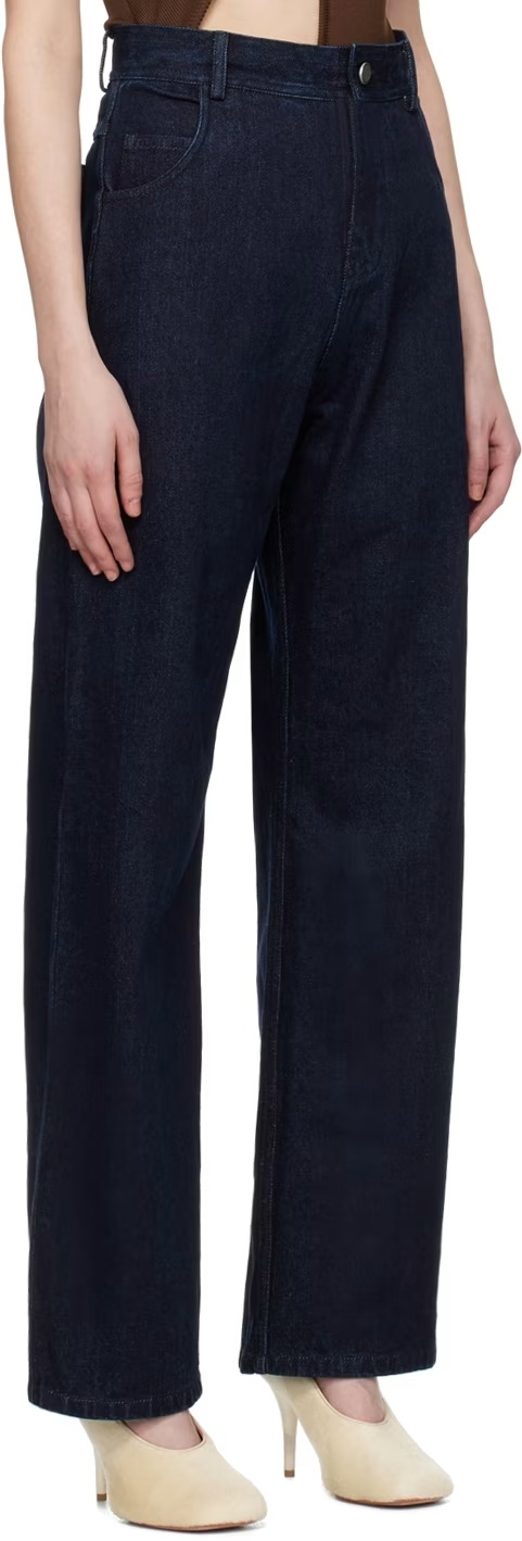 Christopher Esber Denim Trousers With Belt Loops In Navy Blue