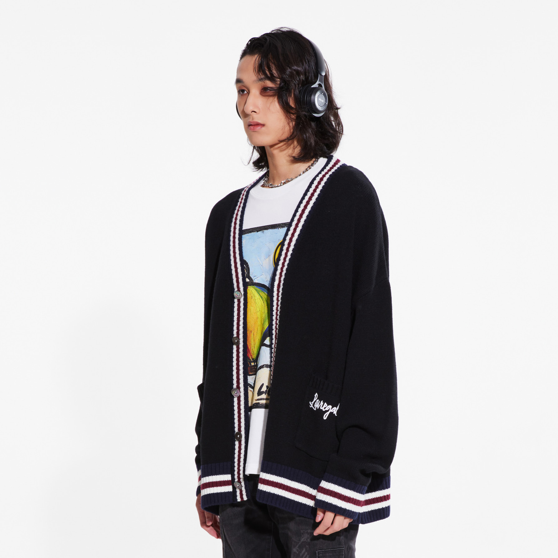 Liuregali Sonic Jacquard Knitted Cardigan In Black