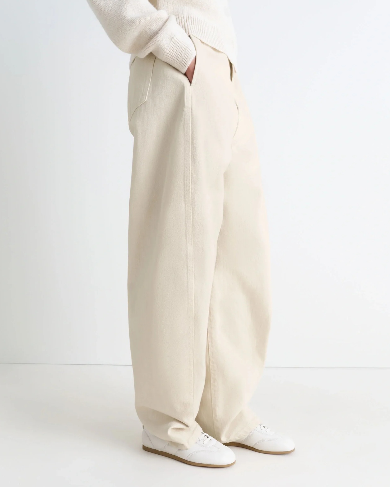 Lemaire Milk White Calf Leather Soft Runner Sneakers In White