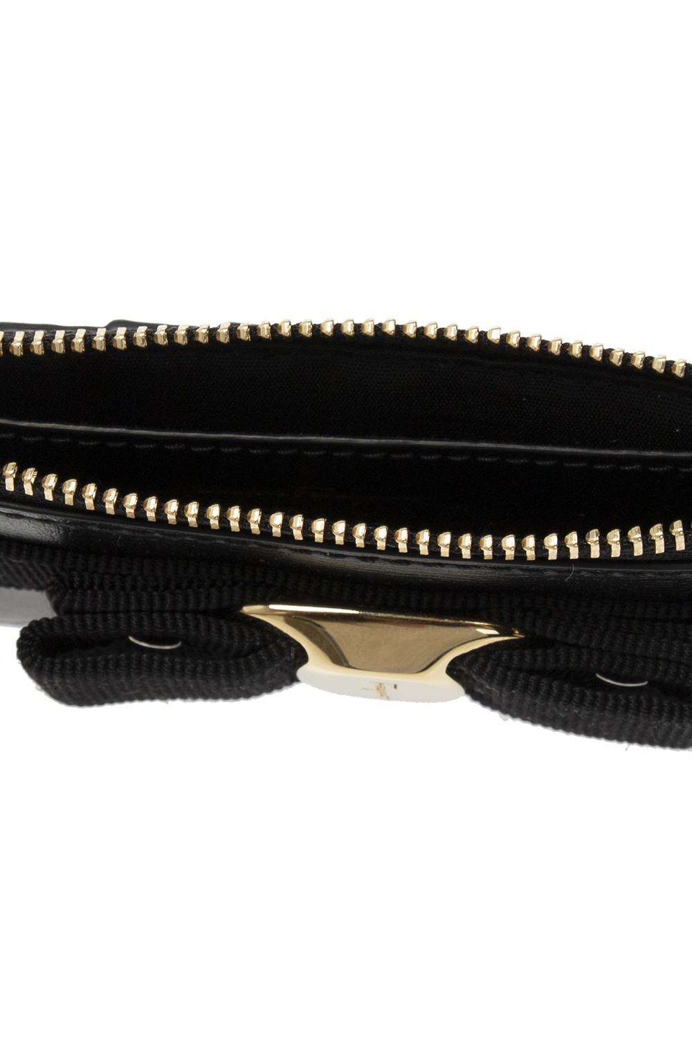 Ferragamo Vara Bow Leather Card Holder In Black