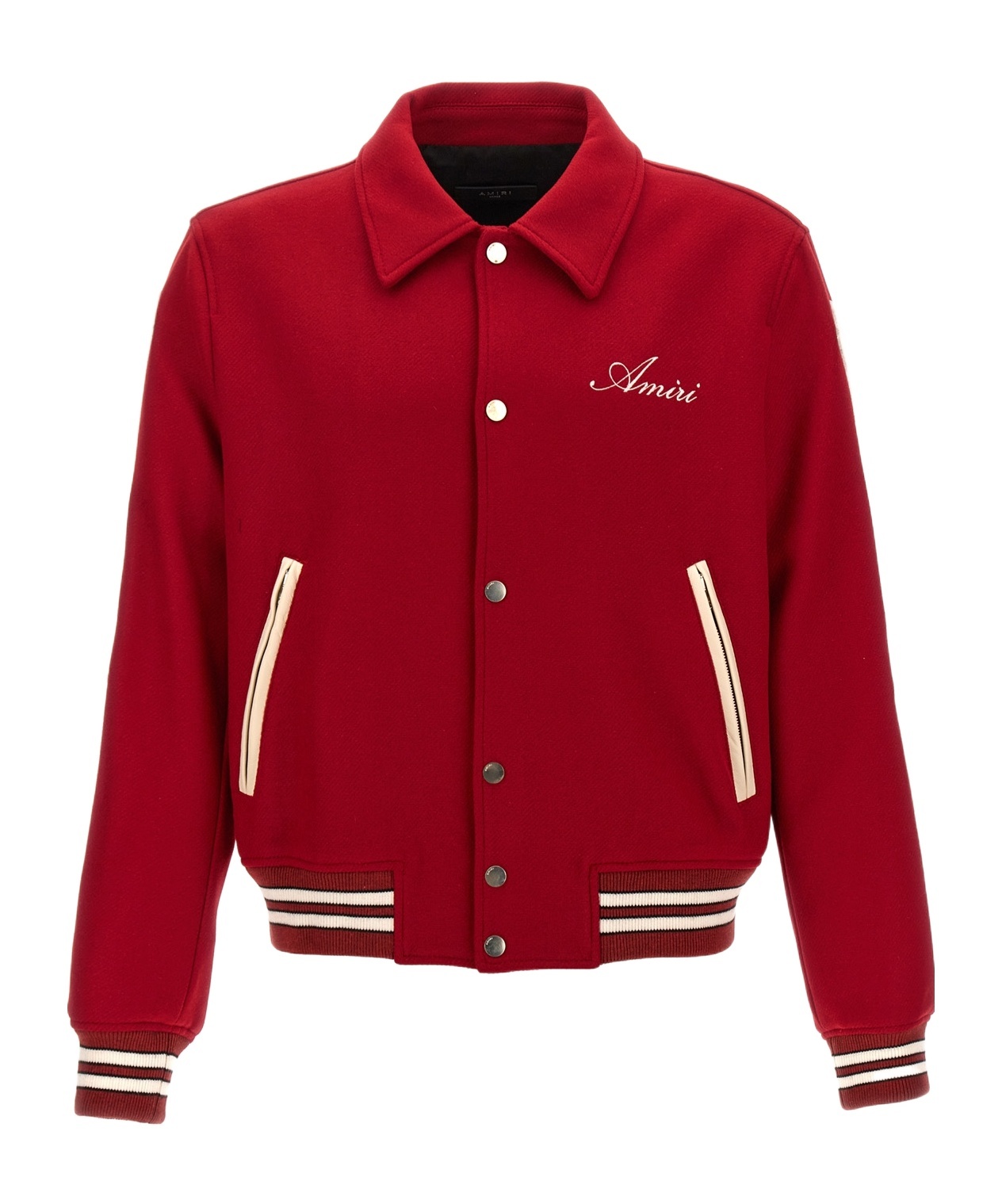 Amiri Bones Wool-blend Varsity Jacket In Red
