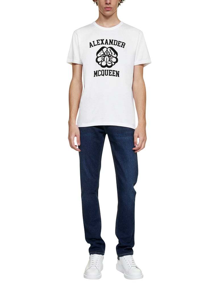Alexander Mcqueen Flocked Cotton-jersey T-shirt In White