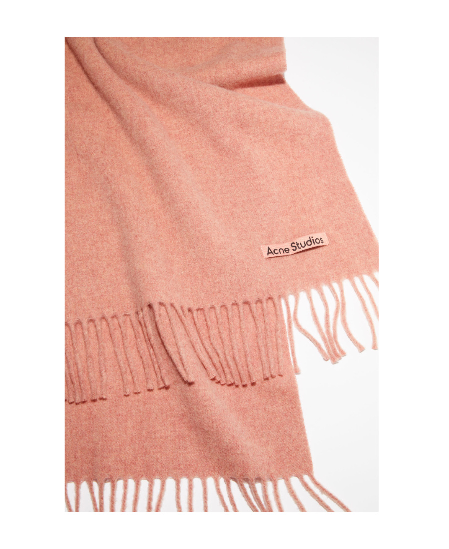 Shop Acne Studios Fringed Wool Scarf In Pink