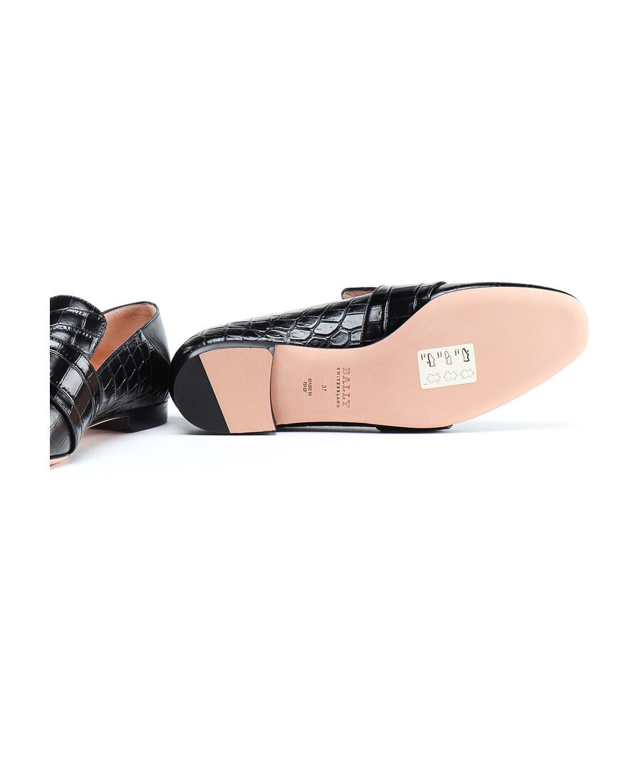 Bally Crocodile-effect Buckled Loafers In Black