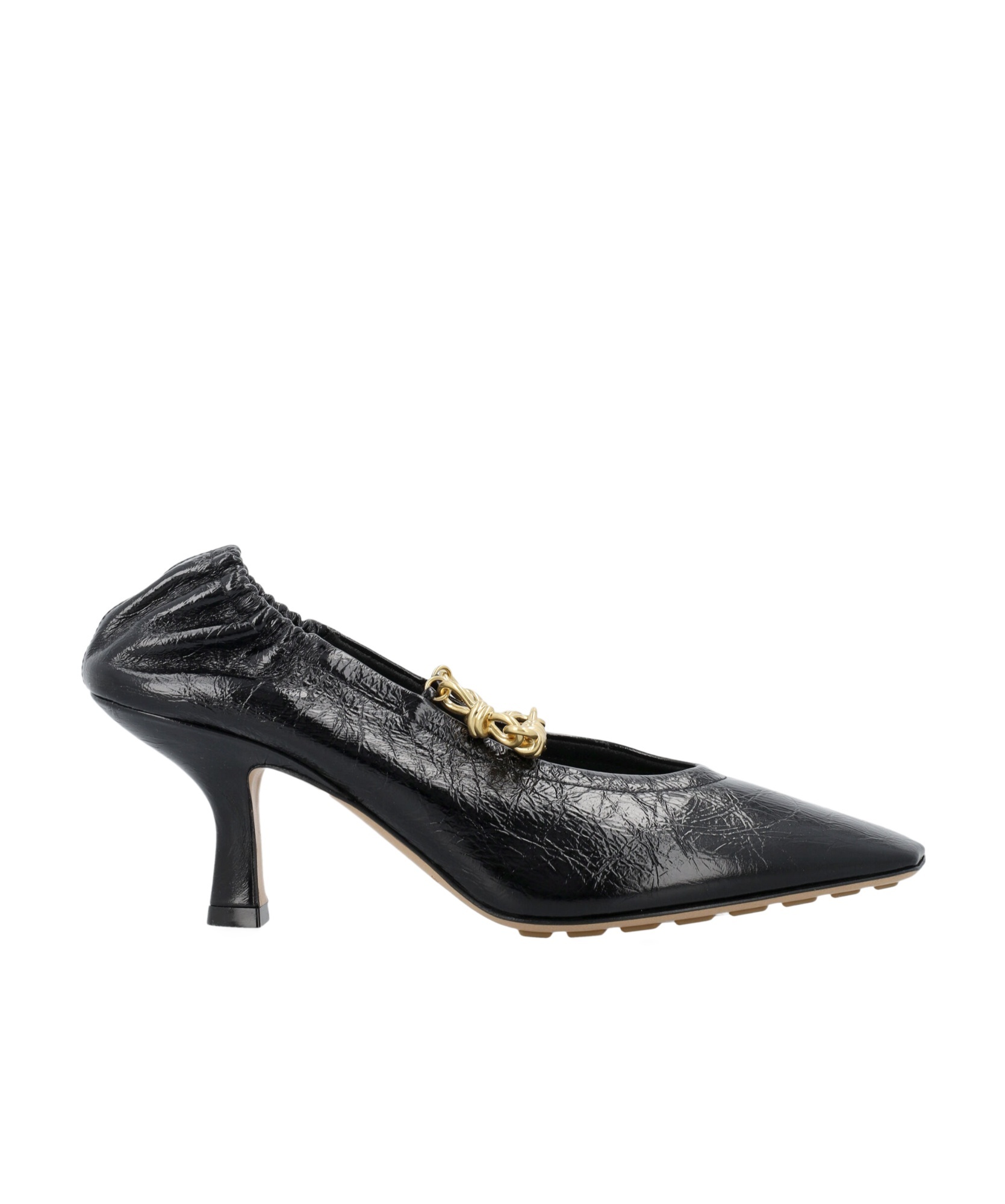 Shop Bottega Veneta Sharp Chain Pump In Black